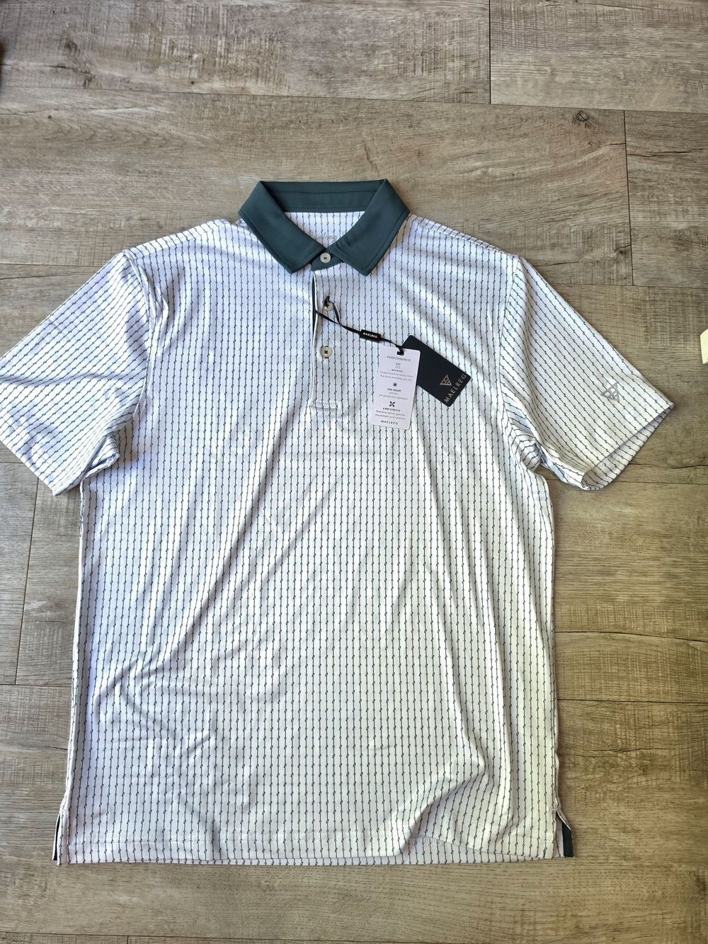 adidas Men’s White Polo with Green Contrast Collar